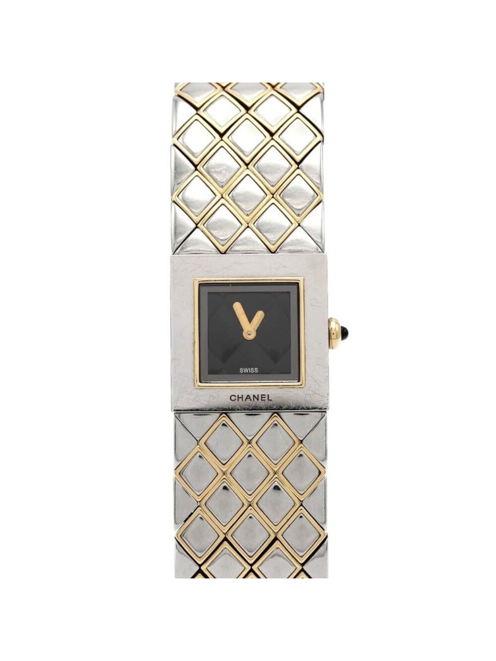 Chanel Quilted Stainless Steel Yellow Gold Quartz Watch